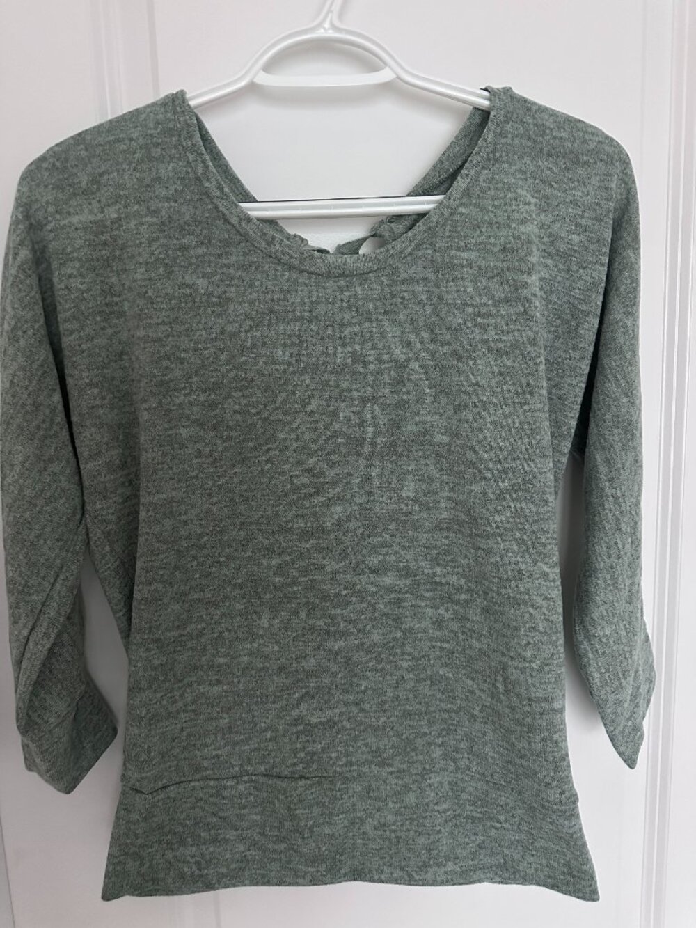 Heather Grey Open Back Twist Knit Sweater - Size S